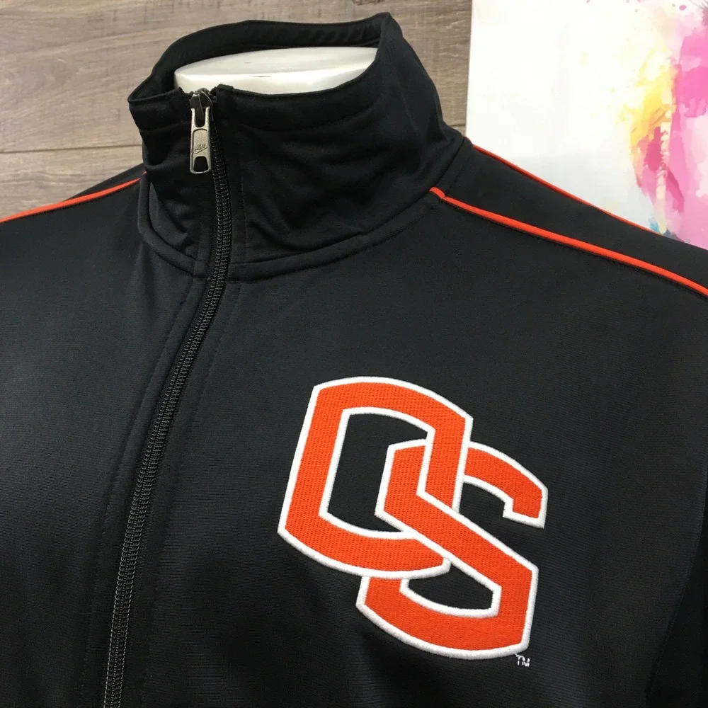 Nike Oregon State Beavers Track Jacket Mens XL Black Orange‎ Full Zip 21059X